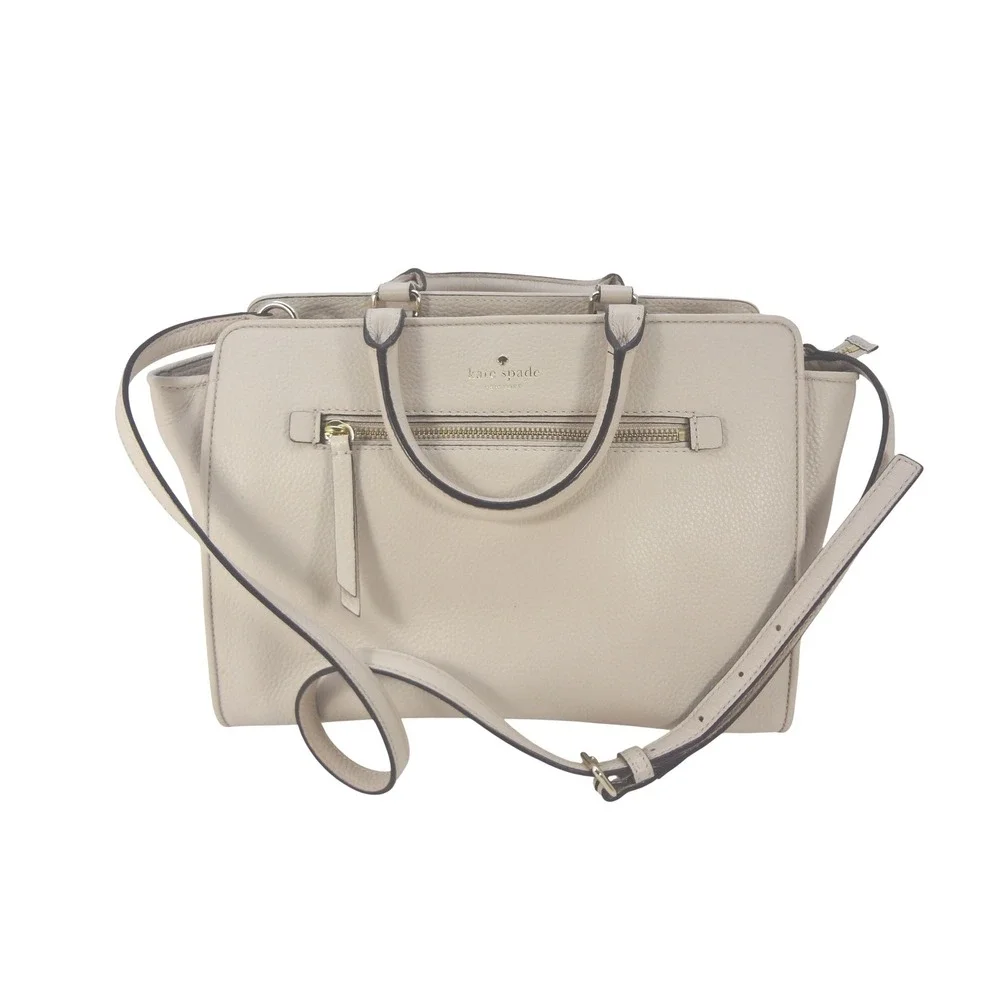 Kate Spade North Court Anton Medium Satchel Bag Ivory Pebble‎ Leather